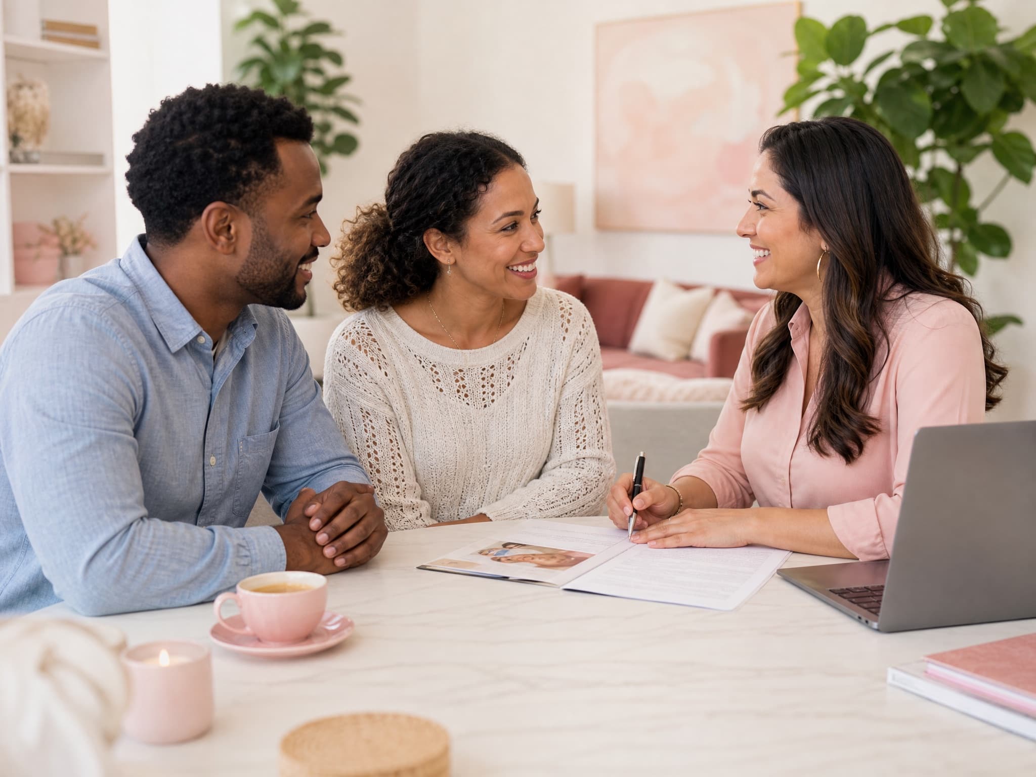 A ConnectSurrogate coordinator warmly guiding intended parents through their program