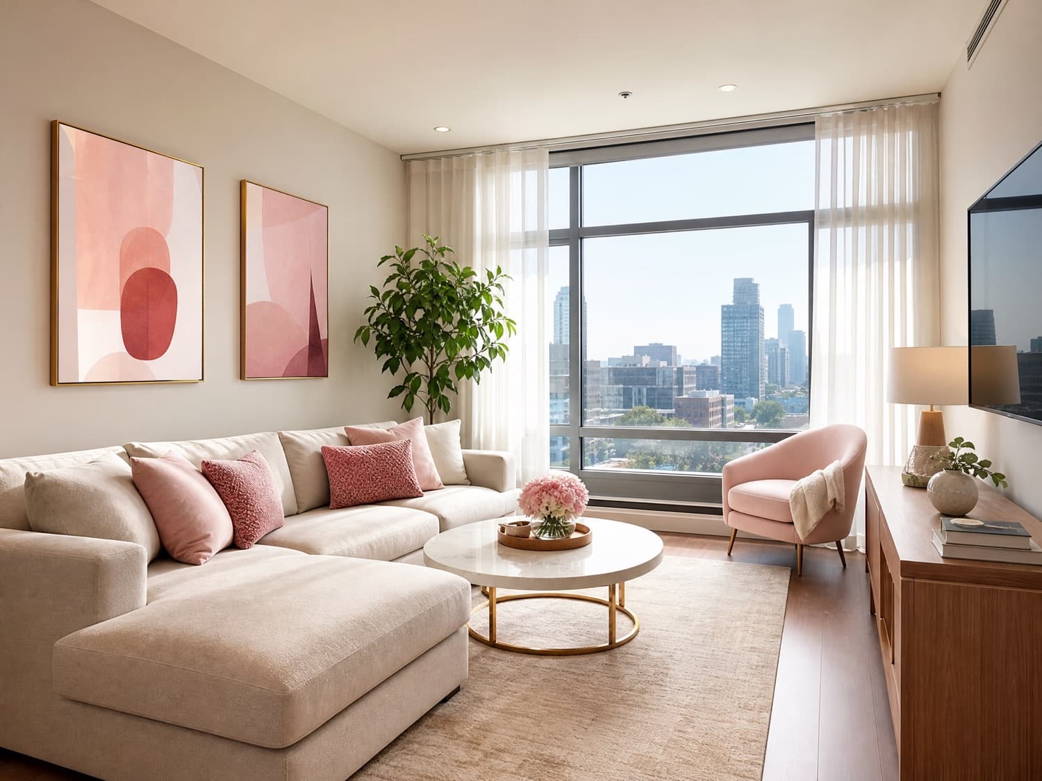 A bright, freshly furnished apartment provided to surrogate mothers